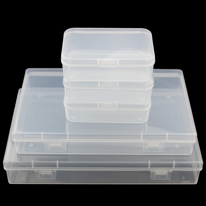 LJY 20 Pieces Mixed Sizes Rectangular Empty Mini Clear Plastic Organizer Storage Box Containers with Hinged Lids for Small Items and Other Craft Projects - Image 5